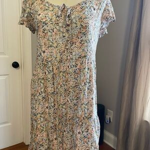 True Craft Pastel Floral Midi Dress in Pink and Cream size medium